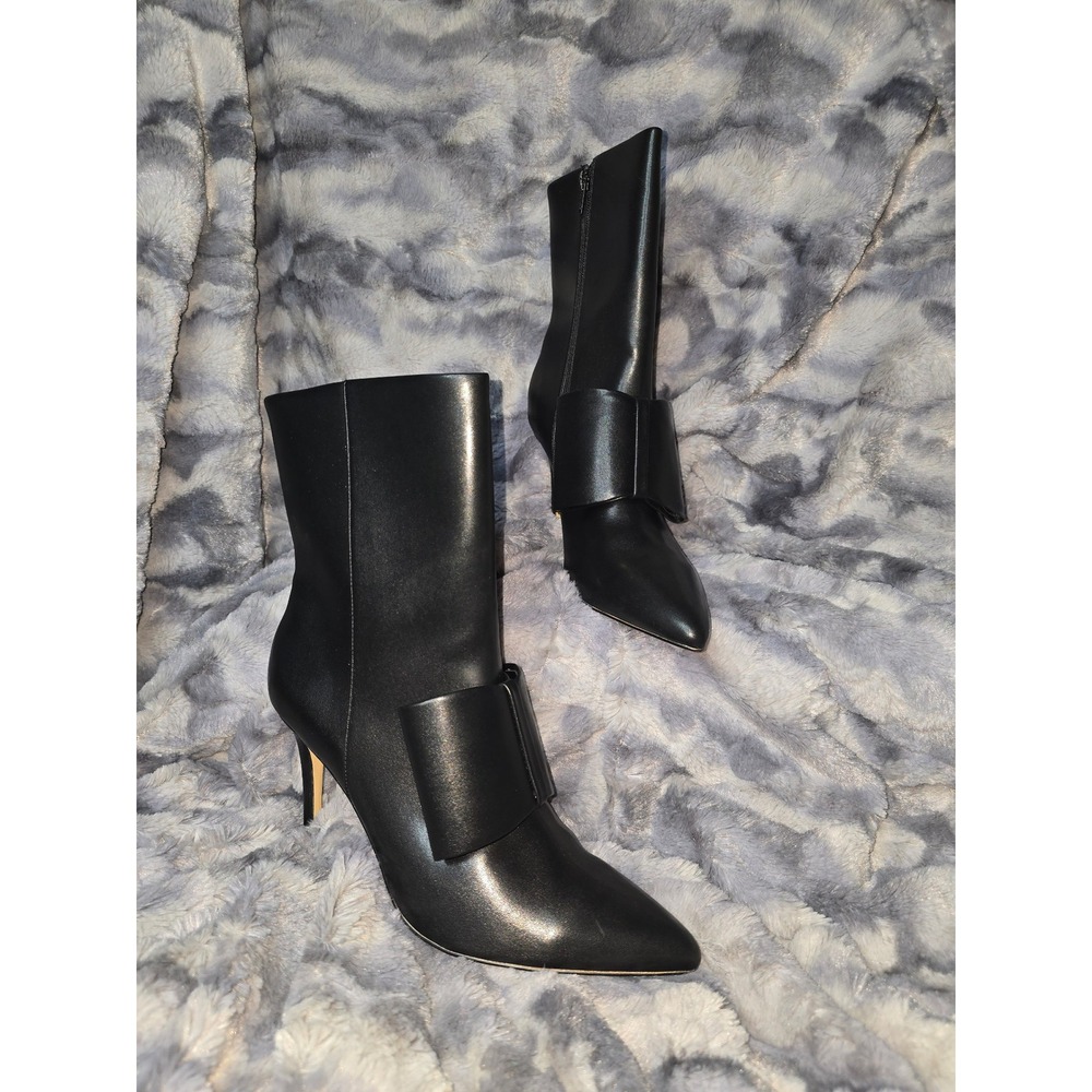NWB AAJ By Aminah Women's Zoe Bow‎ Black Dress Booties Size 10M Blac
